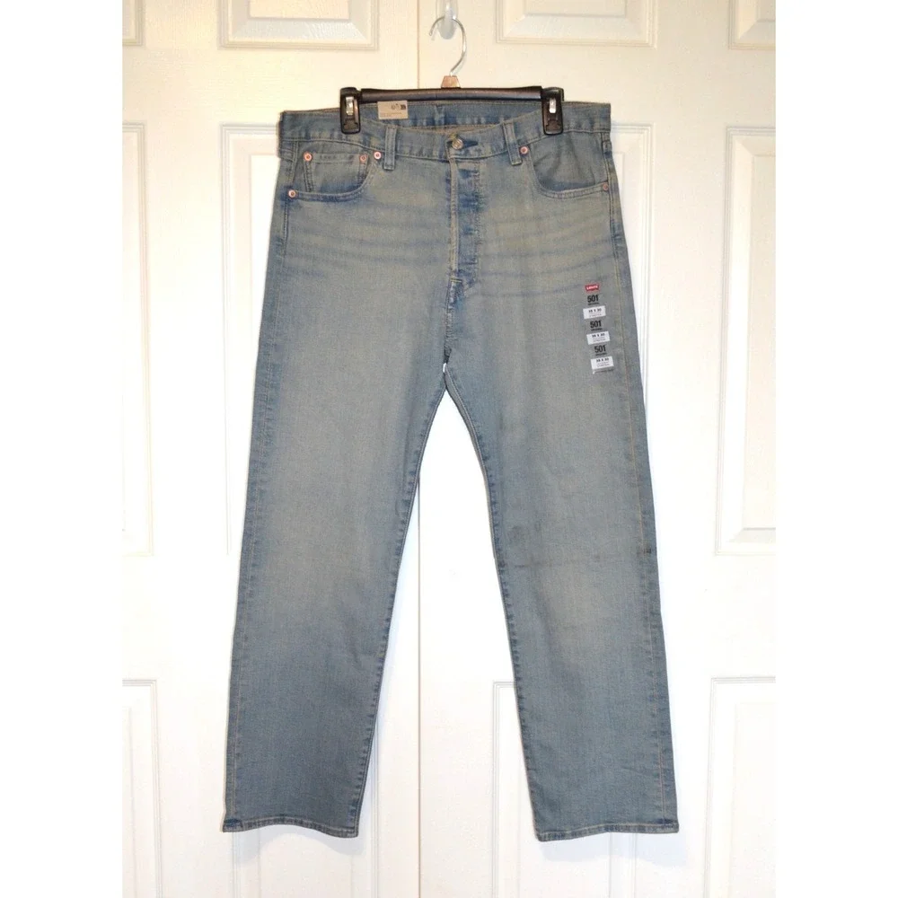 Nwt's Levi's 501‎ Original Stretch Button Fly Blue Jean Denim Men's 35 x 30
